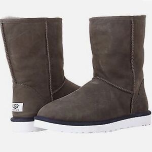 UGG Metal Gray Classic Short Suede Shearling Boot in Men's Extended Size 18